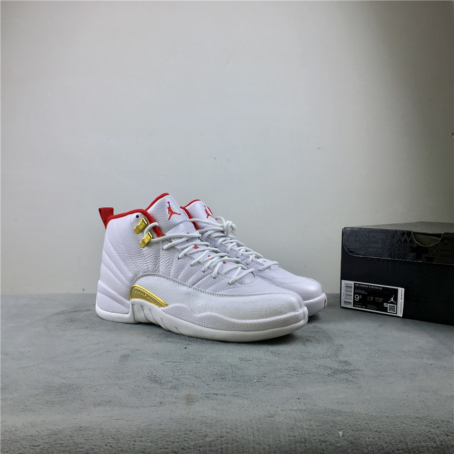 Air Jordan 12 FIBA White Red Black Shoes - Click Image to Close